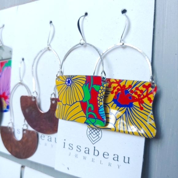 SOLD Upcycled LUSH Bathbomb Tin Earrings - Picture 3 of 9